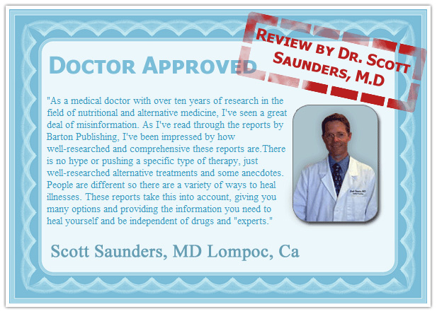 As a medical doctor with over ten years of research in the field of nutritional and alternative medicine, I've seen a great deal of misinformation. As I've read through the reports by Barton Publishing, I've been impressed by how well-researched and comprehensive these reports are.There is no hype or pushing a specific type of therapy, just well-researched alternative treatments and some anecdotes. People are different so there are a variety of ways to heal illnesses. These reports take this into account, giving you many options and providing the information you need to heal yourself and be independent of drugs and experts.